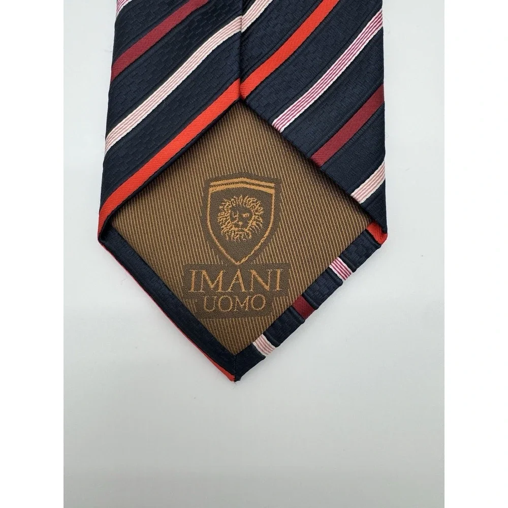 Imani Uomo Tie Black Red White Striped Classic Diagonal Stripe Men's Tie